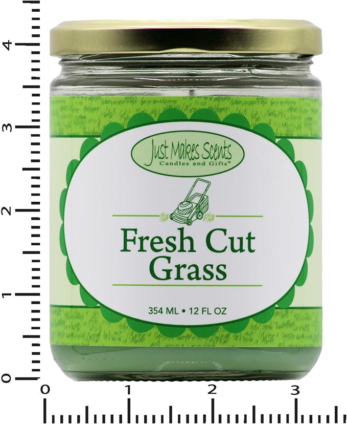 Fresh Cut Grass Scented Blended Soy Candle by Just Makes Scents (12 oz)