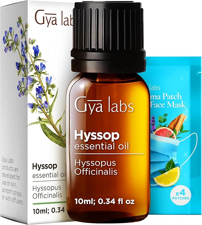 100% Pure Hyssop Essential Oil - 0.34 Fl Oz - Hyssop Oil for Hair, Skin, Diffuser, Aromatherapy & DIY Candle Making Scent