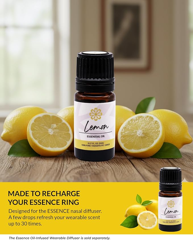 Essence Lemon Essential Oil, 5 ml | Aromatherapy Oil for Diffusers & Personal Use | Natural Fragrance for Relaxation, Clarity & Wellness | Made in USA | Citrusy & Uplifting Scent