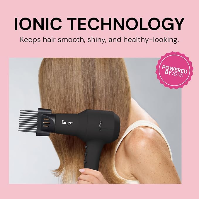 L'ANGE HAIR PowerStyle Turbo Ionic Hair Dryer | 1875 Watt Professional Blow Dryer with Diffuser & Concentrator | Multiple Heat & Speed Settings for Fast Drying | Salon-Grade Styling Tools, Black