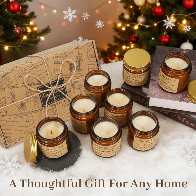 8 Pack Scented Candles, Natural Soy Wax with Elegant Packaging - Reassuring Gifts for Women and Men, Suitable for Valentine's Day, Mother's Day and Christmas