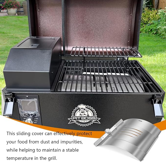 Flame Broiler Kit for PB150PPS Portable Pellet Grill,Pitboss Heat Diffuser Replacement Parts for Pit Boss 10697 Table Top Wood Grill with Temperature Control,Includes Main Plate and Slide Cover