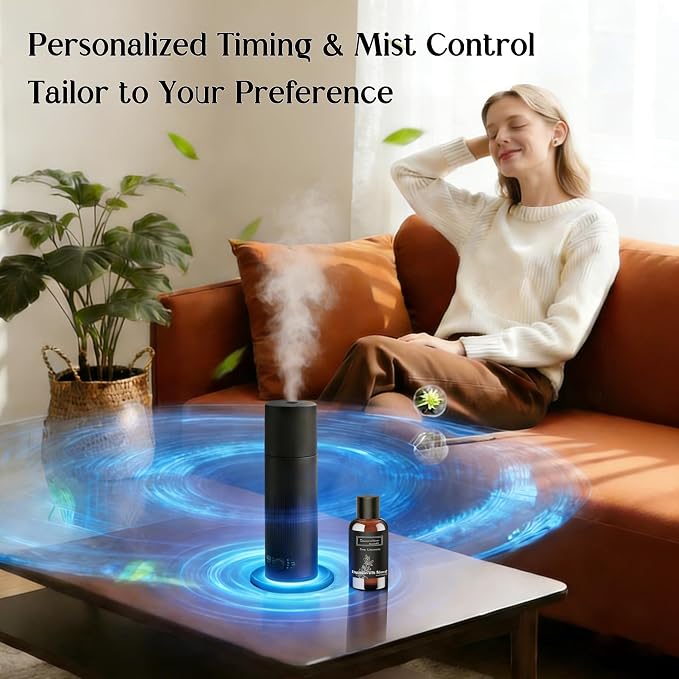 Waterless Essential Oil Diffuser, Scent Air Machine for Home with Hotel Scent Oil, Covers Up to 1000 Sq.Ft, Adjustable Mist & Timer, Hotel and Commercial Use