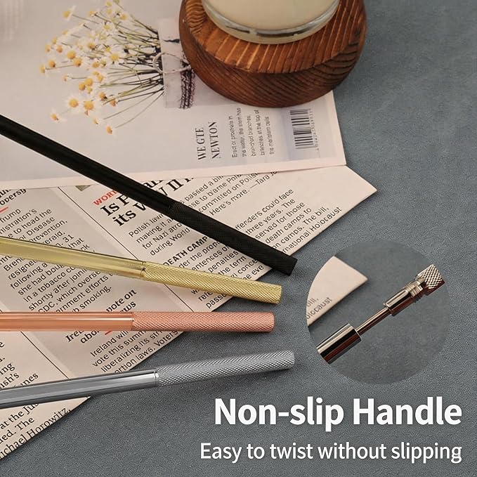 Innovative 2-in-1 Candle Snuffer Extinguisher with Removable Wick Dipper,Candle Flame Put Out Tools with Non-Slip Long Handle,Perfect Accessories for Candle Lovers (Gold)