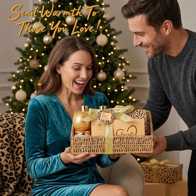 Gifts for Women, Gifts Basket for Women, 32 Pcs Honey & Almond Bath & Body Gift Basket, Hydrating Face Skin Care Gift Set, Self-Care Home Spa Basket Gift Set, Birthday, Christmas, Anniversary