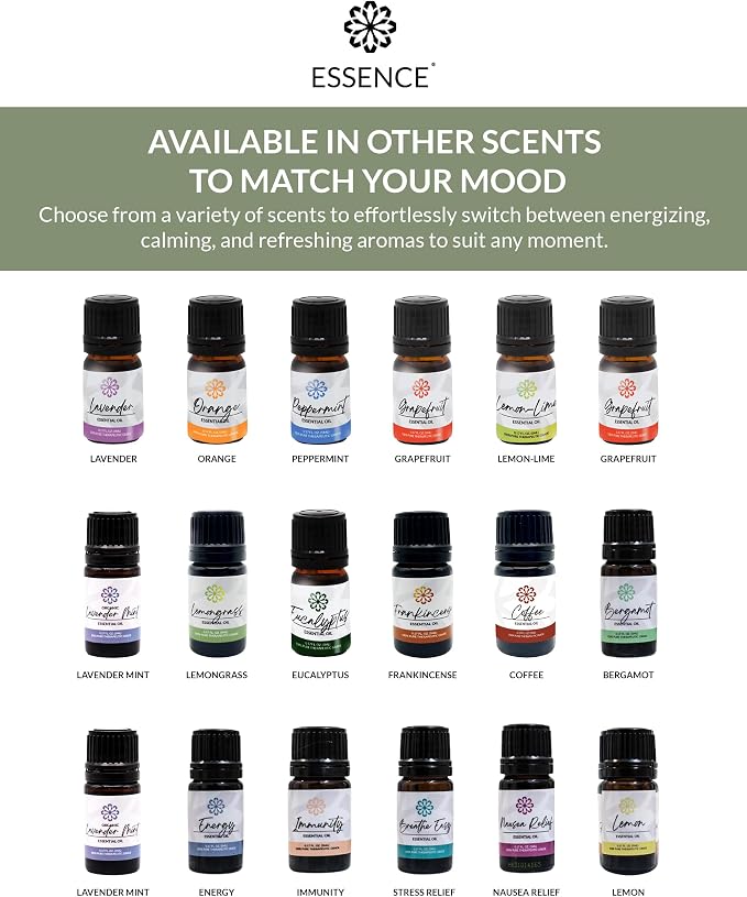 Essence Pearl Travel Case | Lemongrass Essential Oil | Aromatherapy Nasal Diffuser & Essential Oil Carrying Case | Refreshing Lemongrass Scent | Travel-Friendly Kit | White Pod