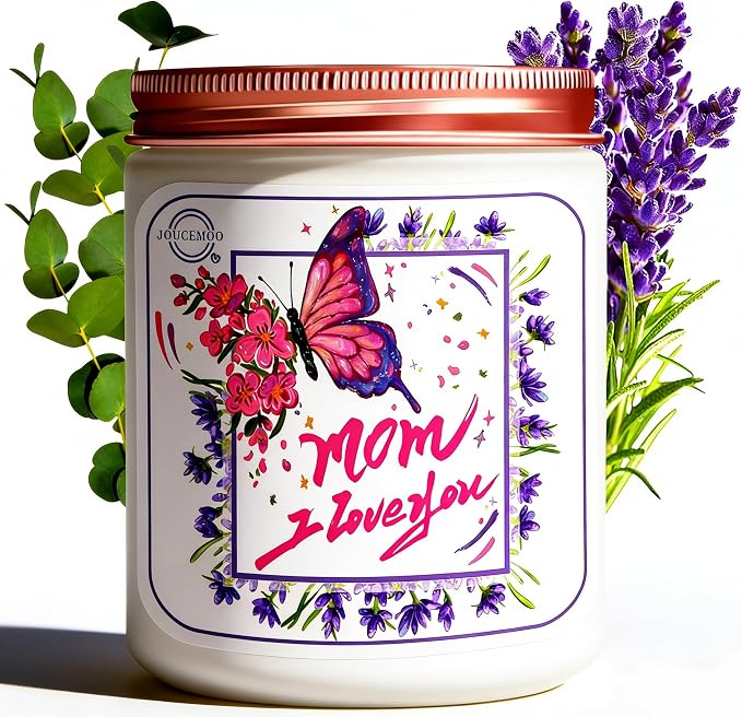 Gifts for Mom, Lavender Eucalyptus Scented Candles for Home Scented, Soy Wax Aromatherapy Candle, Non Toxic, 50 Hour Long Burning, Birthday, Thanksgiving, Mothers Day Gifts (Mom I Love You, Pink)
