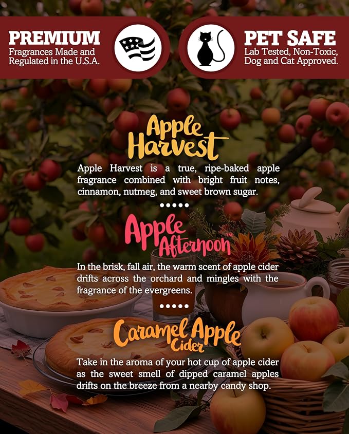Shortie's Candle Company Apple Premium Wax Melts Variety 3 Pack - 9 Oz., Strong & Long Lasting, Non-Toxic - Made with Essential & Natural Oils - Formula 117