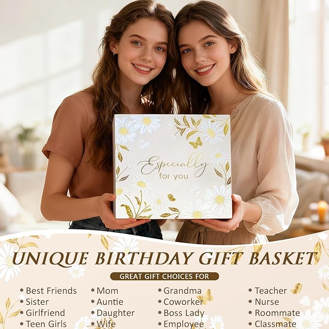 Birthday Gifts for Women Friendship, Womens Gifts for Birthdays Unique Happy Birthday Gift Basket for Best Friends Mom Sister Teen Girls Her Wife Girlfriend Coworker, Self Care Package Spa Gift Set