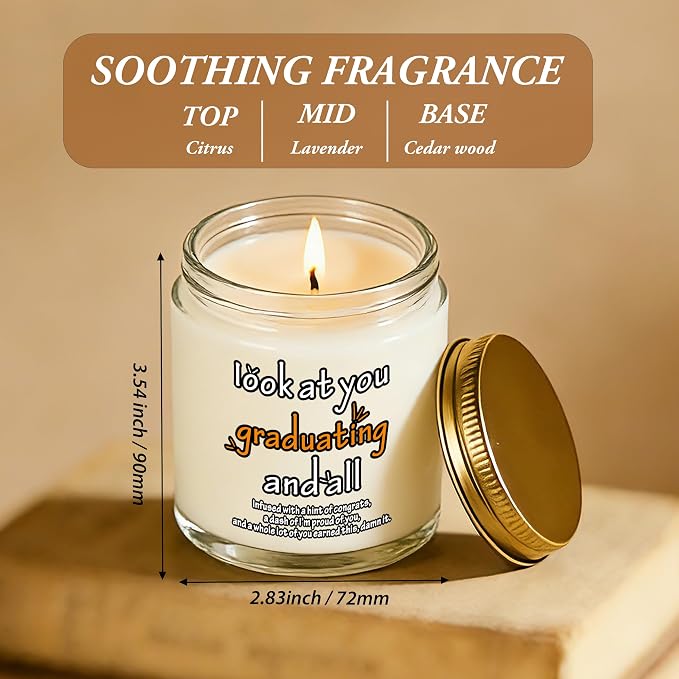 2026 Graduation Gifts for Her Him, Congratulations Grad Decoration for Women Men, Graduate Presents for Masters Degree College High School PHD Nurse, 7oz Funny Lavender Scented Candle, Style-G