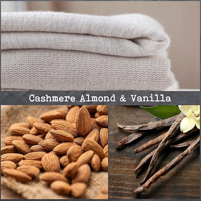 100% Soy, Highly Scented, Hand Poured Soy Candle (Cashmere Almond & Vanilla (Wooden Wick))