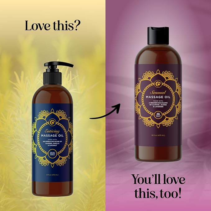 Luxurious Vanilla Massage Oil for Couples - Easy Glide Non Greasy Sweet Vanilla Sensual Massage Oils for Date Night with Silky Smooth Sweet Almond Oil Coconut and Jojoba - Vegan Non GMO & Gluten Free