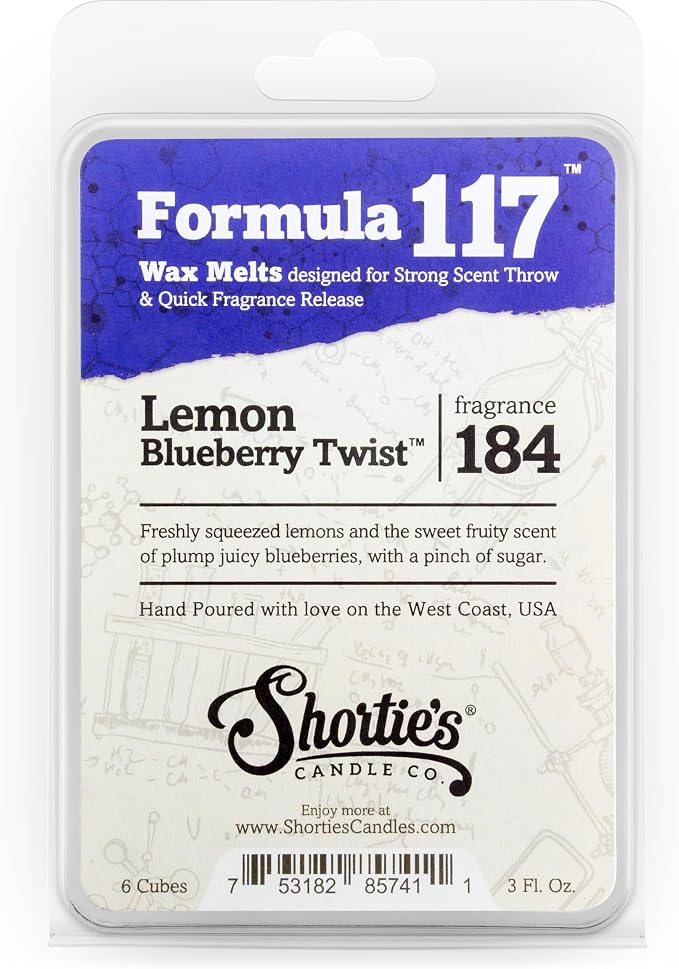 Shortie's CANDLE CO. Fruit&Berry Wax Melts Variety Pack-Formula 117-Coconut Lime Verbena, Grapefruit, Lemon Blueberry-3 Highly Scented 3 Oz. Bars-Made With Natural Oils-Fruit&Berry Warmer Wax Cubes