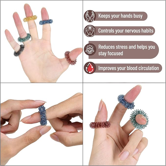 Mr. Pen- Spiky Sensory Rings, 10 Pack, Jewel Tones | Stress Relief Fidget Sensory Toys, Fidget Ring for Anxiety, Massager, Individuals with BFRB, ADHD and Attention Disorder