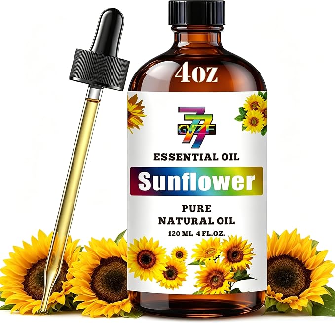 Sunflower Essential Oil, Sunflower Oils, for Diffuser, DIY Candles, Soap, Humidifier, Home, Office, Gift, Essential Oil, GV77ZF Sunflower Fragrance Oil - 4 fl oz (120 ml)