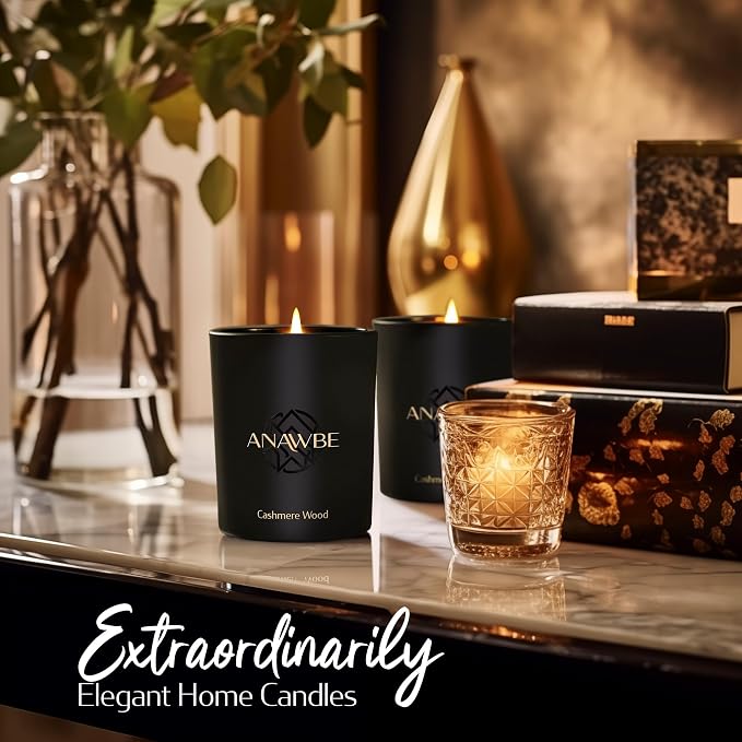 Cashmere Wood Scented Candle - Classy Soy Candle for Men and Women, Black, Luxury Gift Box, 45-Hour Burn Time