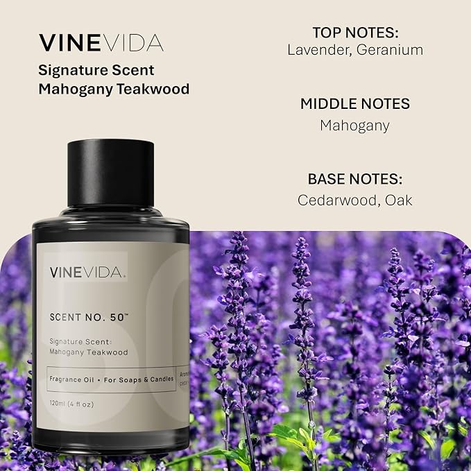 VINEVIDA [4oz] Mahogany Teakwood Fragrance Oil for Candle Making and Soap Making - Premium Candle Scents for Soy Candles