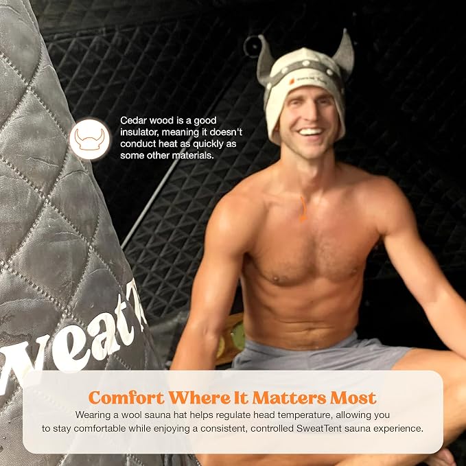 SweatTent Wool Sauna Hat Wool, Heat Protection, Breathable, Comfortable Fit, Sauna Accessory for High Heat, Keeps Head Cool & Dry