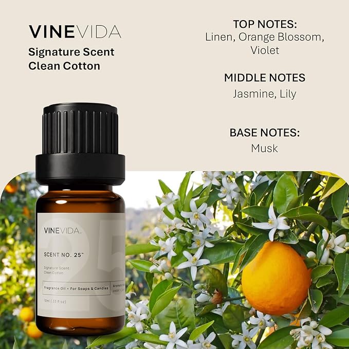 VINEVIDA 0.33oz Scent No.25 Fragrance Oil for Candle Making & Soap Making - Natural, Made in USA