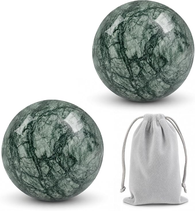 Coolrunner 2'' Marble Baoding Balls Chinese Health Stress Relieve Hand Exercise Hand Massage Hand Balls (Green)