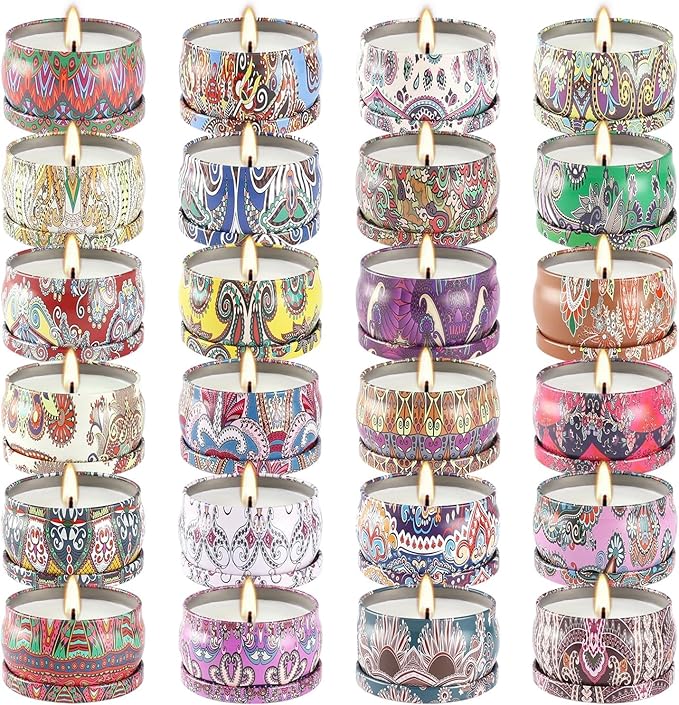 WPONSZU Scented Candles Gifts Set 24 Pack Soy Wax Travel Tin Jar Candles for Home 2.5 OZ jar Candles for Mom for Christmas, Birthday, Thanksgiving, Mother's Day
