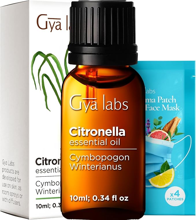 100% Pure Citronella Essential Oil - 0.34 Fl Oz - Citronella Oil for Hair, Skin, Diffuser, Aromatherapy & DIY Candle Making Scent