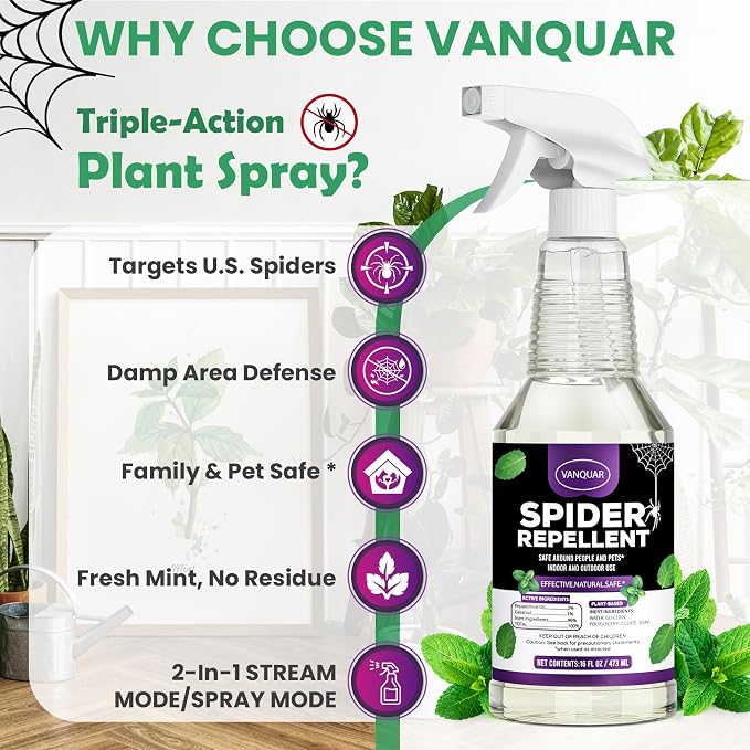 Peppermint Oil Insect & Spider Repellent Spray - All-Natural, Pet-Safe Bug Control for Home, Kitchen & Garden - 16 oz