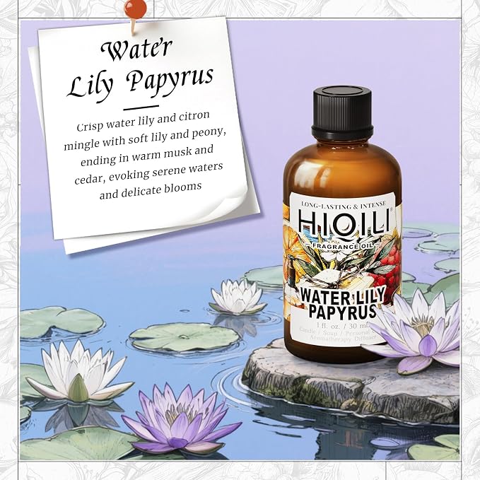 HIQILI Water Lily Papyrus Fragrance Oil for DIY Soap, Inspired by ISY-Myake L.d'Isy, Perfume, Candle Making, Fresh Scents for Laundry Dryer Balls, Gifts- 1 Fl Oz