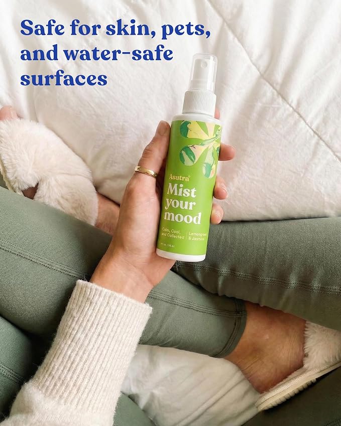 Asutra Lemongrass & Jasmine Multi-Use Natural Aromatherapy Room Spray, Calming Linen & Pillow Mist, Fabric Spray for Sleep & Bed, 4 fl oz