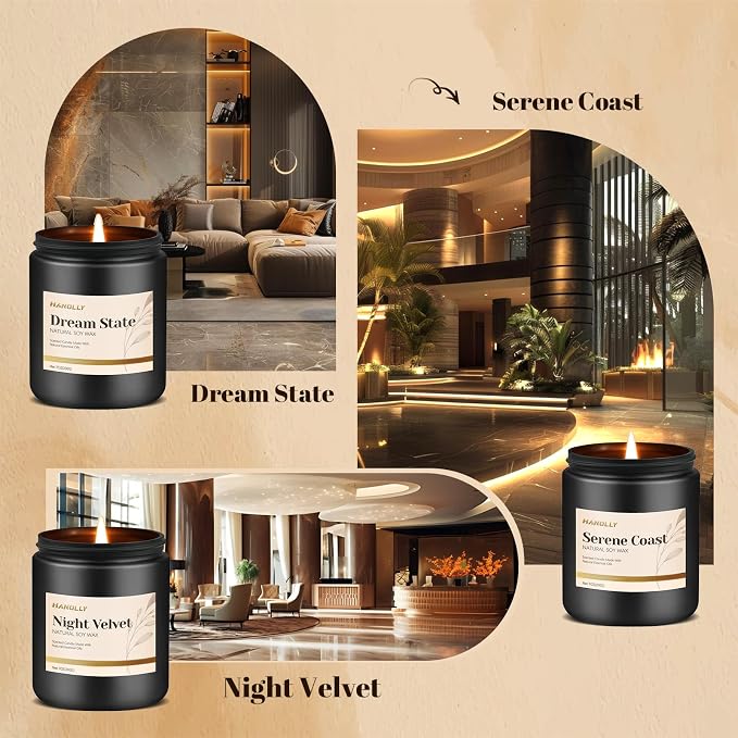 Hotel Scented Candles Set, 6 Pack Candles for Home Scented, Luxury Aromatherapy Jar Candle Gifts for Men & Women, Natural Soy Wax Long Lasting Candle Kit for Fathers Day, Birthday, Anniversary