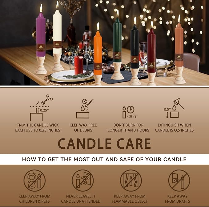 4 PCS Short Taper Candles Brown Candle Tapers Candle Sticks 7 inch for Dinner Household Wedding Party Home Décor Candles
