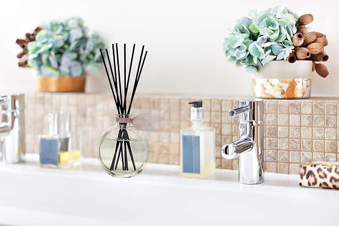 Reed Diffuser Set, Smoked Vanilla Scented Oil Diffuser with Sticks, Home Fragrance Accessories for Bathroom Shelf Decor, Aroma Diffusers for Home or Office Fall Decor, USA Made