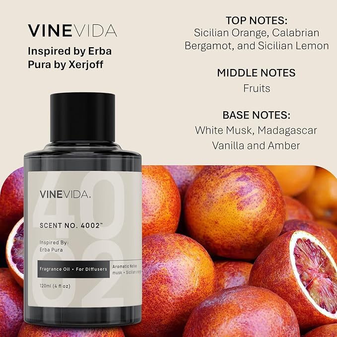 VINEVIDA [4 Oz] Inspired by: Erba Pura; Diffuser Oil Refill | Premium Scent Diffuser Oil for Home | Non-Toxic Fragrance