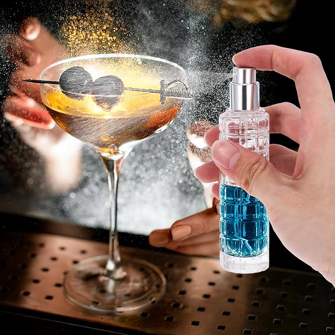 Cabilock 1 oz Glass Cocktail Atomizer, Refillable Bitters Sprayer Bottle, Empty Fine Mist Spray Bottle for Vermouth, Cocktail Garnish, Bar Tools, Travel and Small Liquid Storage