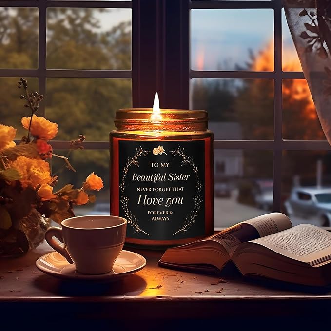 Sister Gift from Sister, Brother - I Love You Relaxing Scented Soy Candle - Soul Sister Friend Gifts for Women - Birthday Graduation Wedding Thank You Mothers Day Gift for Her Sisters in Law