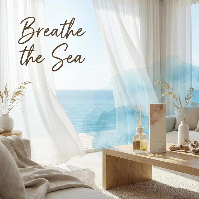 Ocean Mist Reed Diffuser Set, Sea Scented Home Fragrance with Natural Reed Sticks, 5.07 oz, ktyixu, Long-Lasting Aromatherapy Air Freshener for Bathroom, Living Room, Home Decor & Gifting