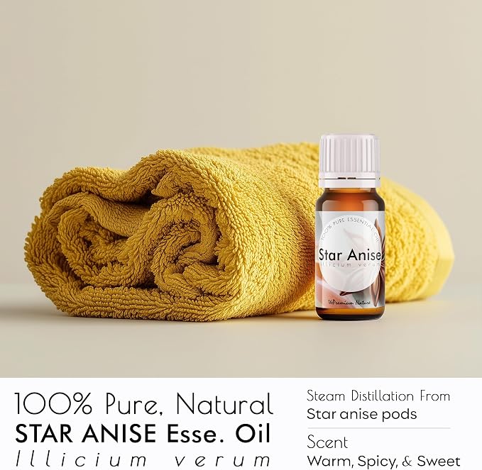 Star Anise Essential Oil | Sweet, Licorice-Like Aroma | 100% Pure & Natural | for Diffuser, Candle Making & DIY Aromatherapy Blends, 0.34 fl oz