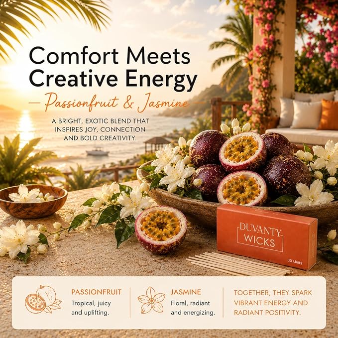 Mood & Vibe Pearled Candle Sand with Wicks – Passionfruit & Jasmine Scented Candle for Vibrant Home Ambiance, Decorative Wax Beads & Social Gatherings, 17.6 oz.