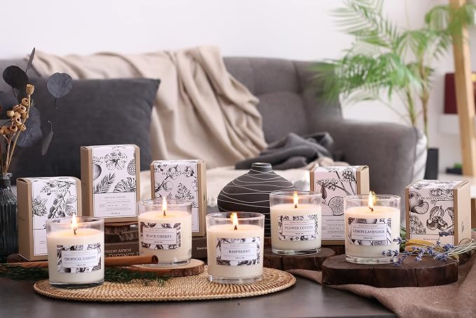 Aronica Organic Soy Candles - Lavender Lemon Essential Oil, Luxury Home Spa Gift for Women, Energizing Scent