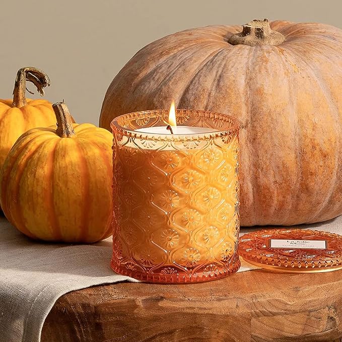 LA JOLIE MUSE Pumpkin Chai Home Scented Candle for Fall | Non Toxic Natural Soy | Luxury Jar Candle | Decor Gifts for Women & Men | 40 Hrs