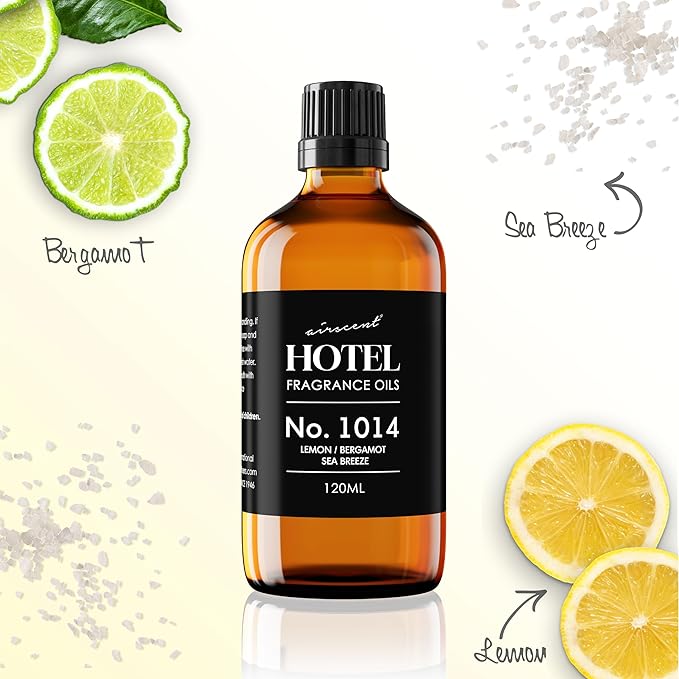 AirScent Hotel Diffuser Oil No. 1014 - The Iconic 5-Star Hotel Coastal Blend - Lemon Bergamot Sea Breeze - 500 mL Fragrance Oil for Ultrasonic and Waterless Diffusers and Crafting