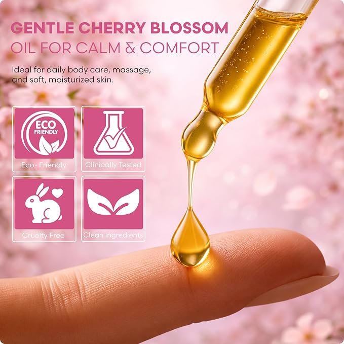 Brookstone Cherry Blossom Multi-Use Essential Oil - Light Floral Fragrance - Skin & Hair Nourishment