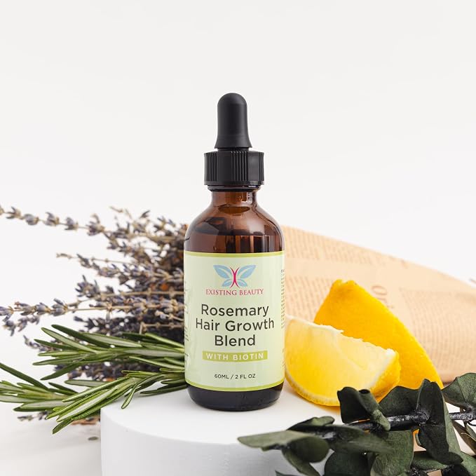 Rosemary Oil for Hair Growth - Biotin & Natural Blend by Existing Beauty - Stimulates Scalp, Nourishes Roots, Promotes Thicker, Fuller Hair for Women & Men - 2.02 fl oz by Existing Beauty