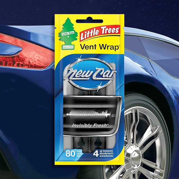 LITTLE TREES Car Air Freshener | Vent Wrap Provides Long Lasting Scent, Invisibly Fresh | New Car Scent, 16 Air Fresheners