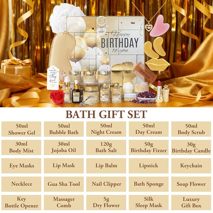 24Pcs Happy Birthday Gifts for Women Mom - Birthday Presents Spa Gift Set