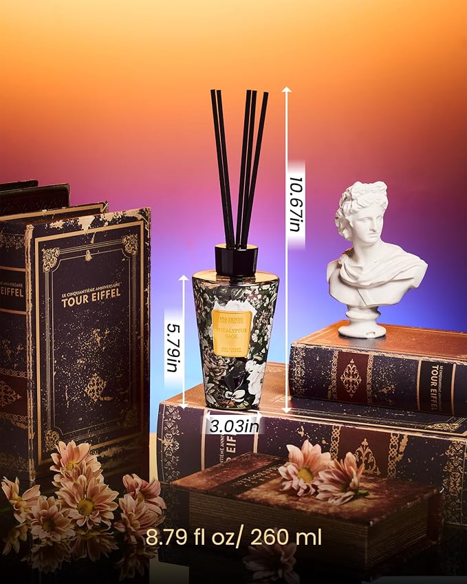 M&SENSE Eucalyptus Sage Reed Diffuser Set - 8.79fl oz (260ml) Home Fragrance Non-Toxic Natural Reed Diffuser for Home, Air Freshner Gifts for Bathroom Bedroom Fragrance Decor