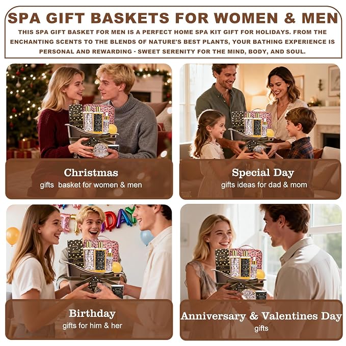 Warm Vanilla scented Gifts for Women, Spa Bath & Body Gift Basket, Skin Care Kit, Home Spa Gift Set, Self-Care Kit, Travel Multi-use toiletry bag, Birthday, Christmas, Mother Day, Anniversary Gifts