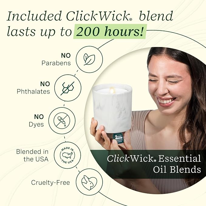 Lifelines Flameless Candle Aromatherapy Essential Oil Diffuser with 2 ClickWick Essential Oil Blends - Cordless & Waterless Diffuser for Home - Scented Electric Candles Blow Out Flame – Charcoal