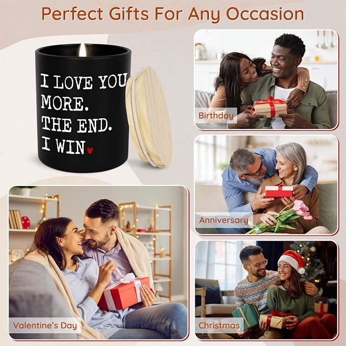 GAUDORA Anniversary Wedding Gifts for Women Men - I Win Vanilla Lavender Scented Candle 10 oz - Anniversary Wedding Birthday Gifts for Him Her, Couple Gift for Boyfriend Girlfriend Husband Wife