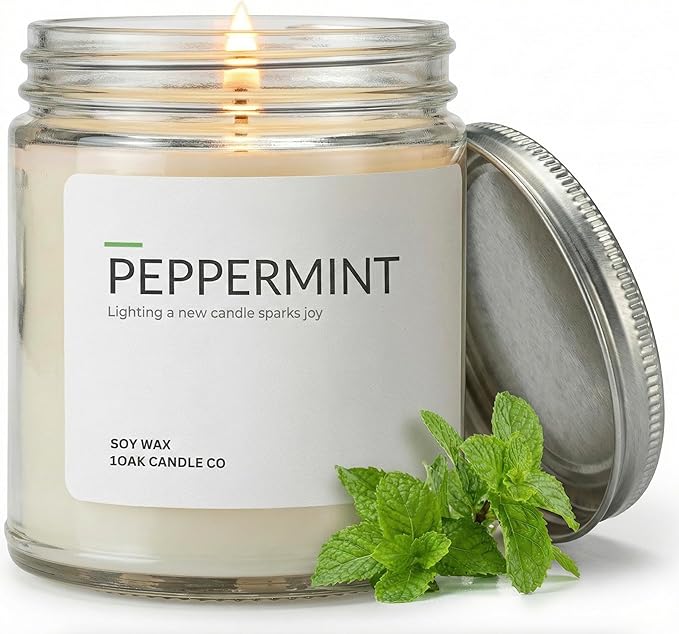 1OAK Peppermint Candle - Soy Wax Scented Candles - Scented Candles for Home (7oz.)